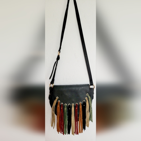 $128 Dolce Vita  Western Crossbody Genuine Leather Fringe Multicolor 10"×9"×3.5" - Picture 2 of 16